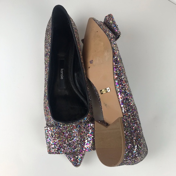 Kensie Women’s Multicolor Glitter Flats with Bow - Picture 3 of 5